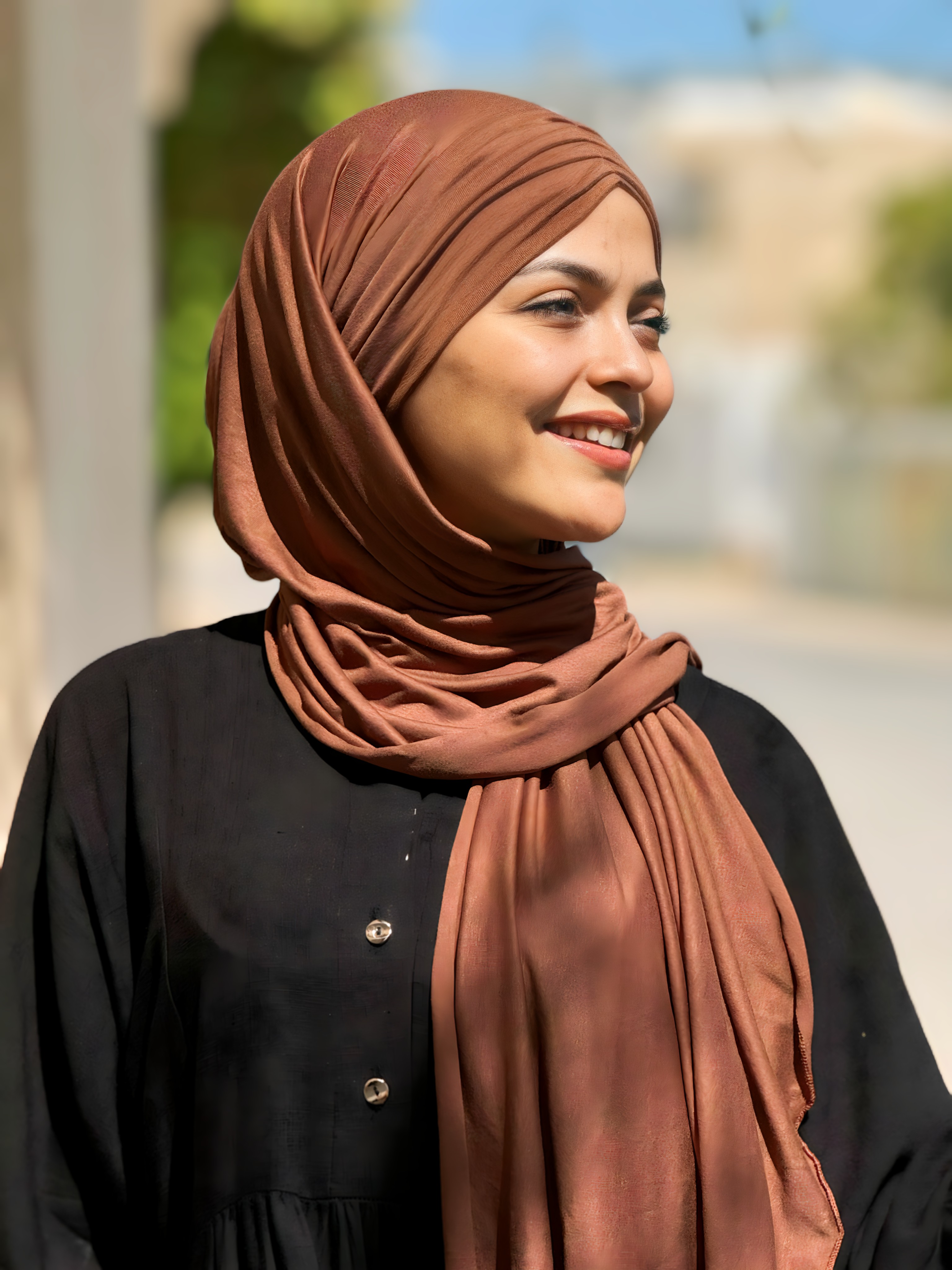 Hijab coton Plissé MARRON