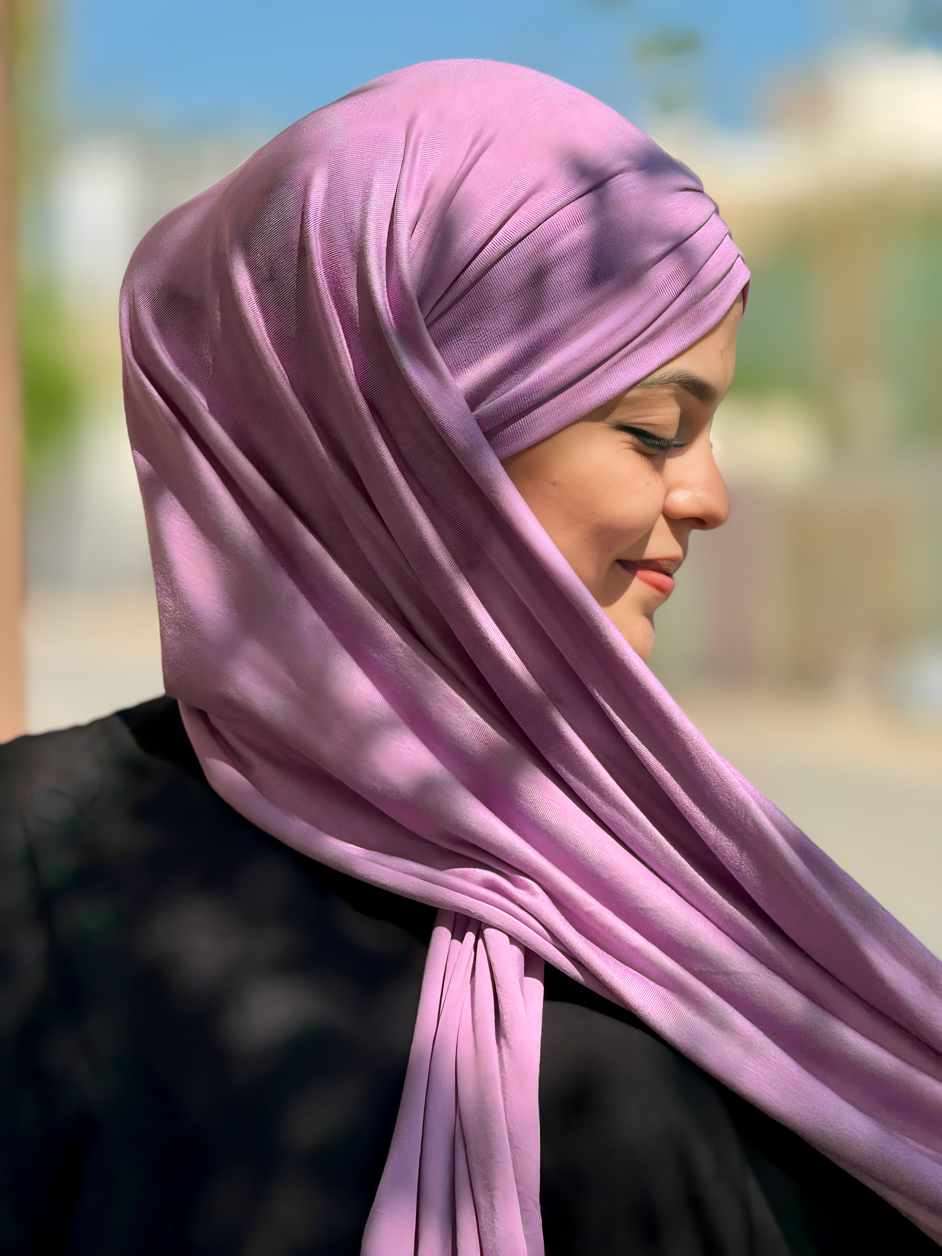 Hijab coton Plissé LILAS