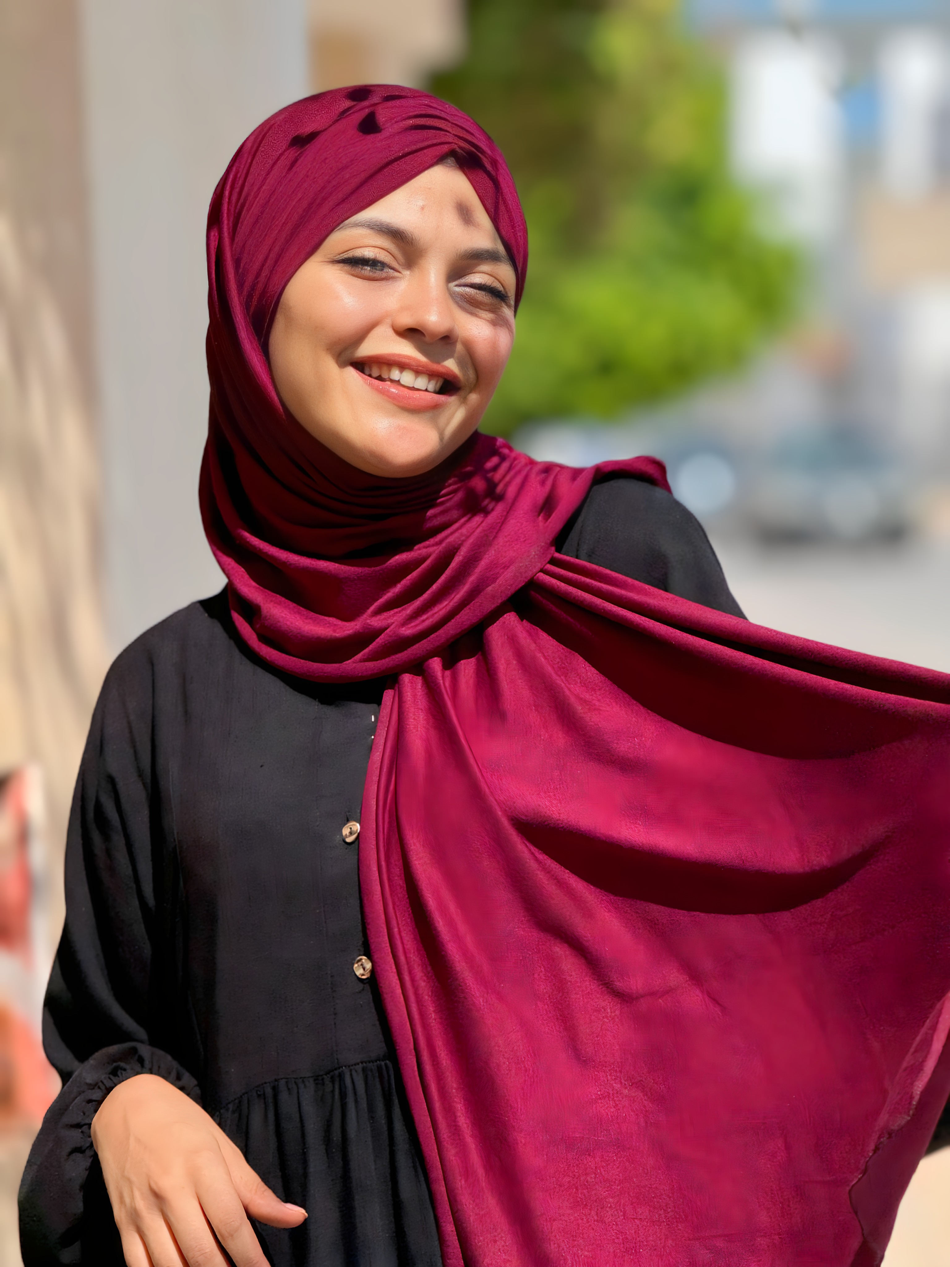 Hijab coton Plissé AUBERGINE