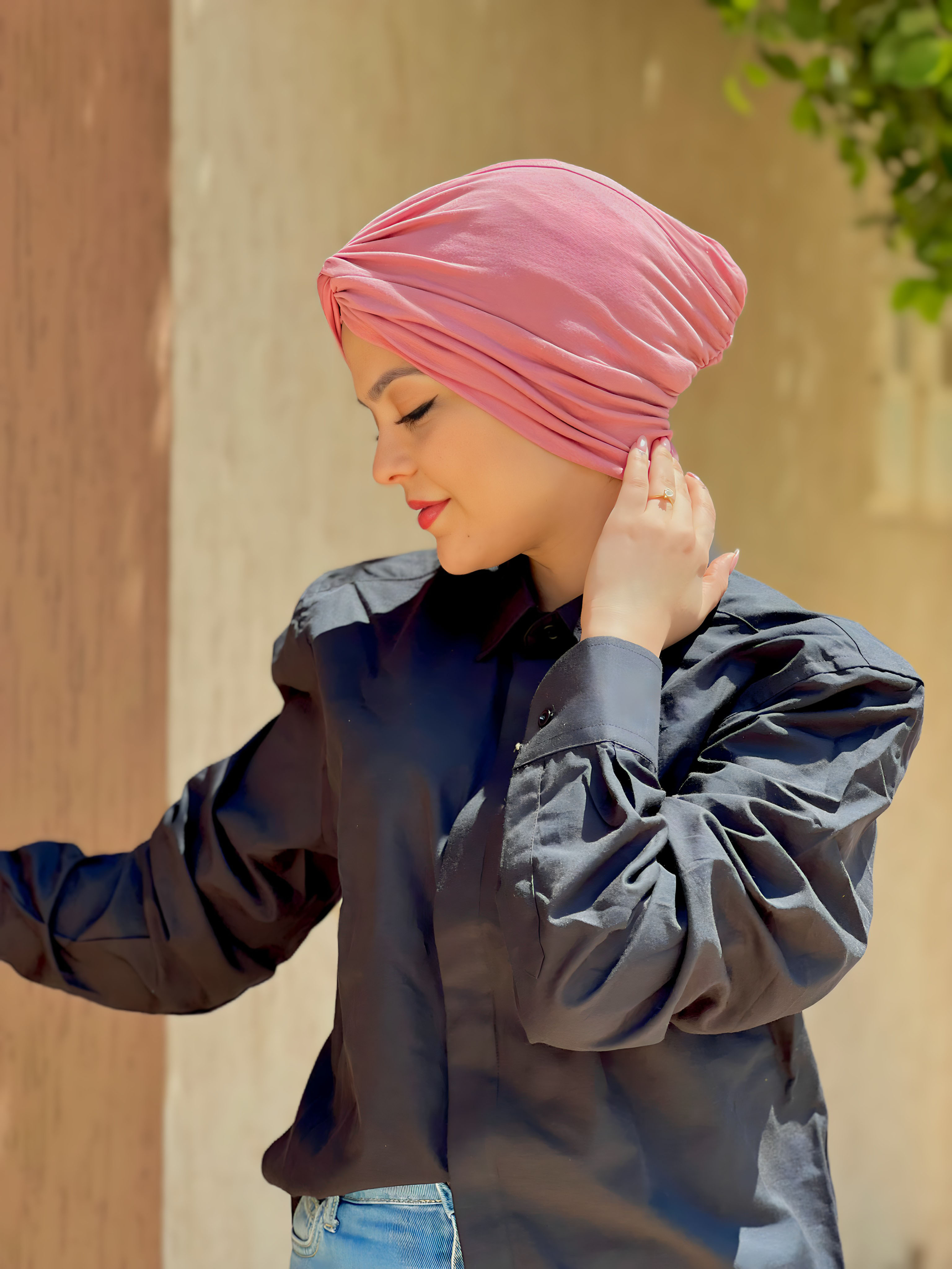 Turban Coton rose