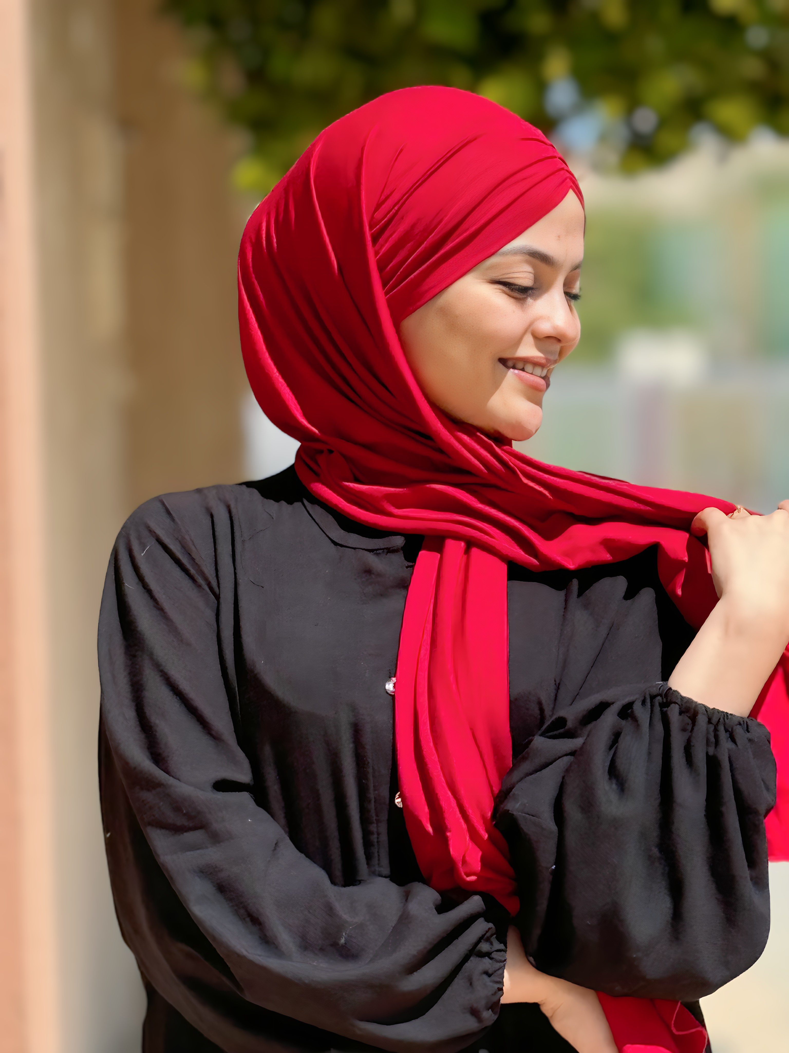 Hijab coton Plissé ROUGE