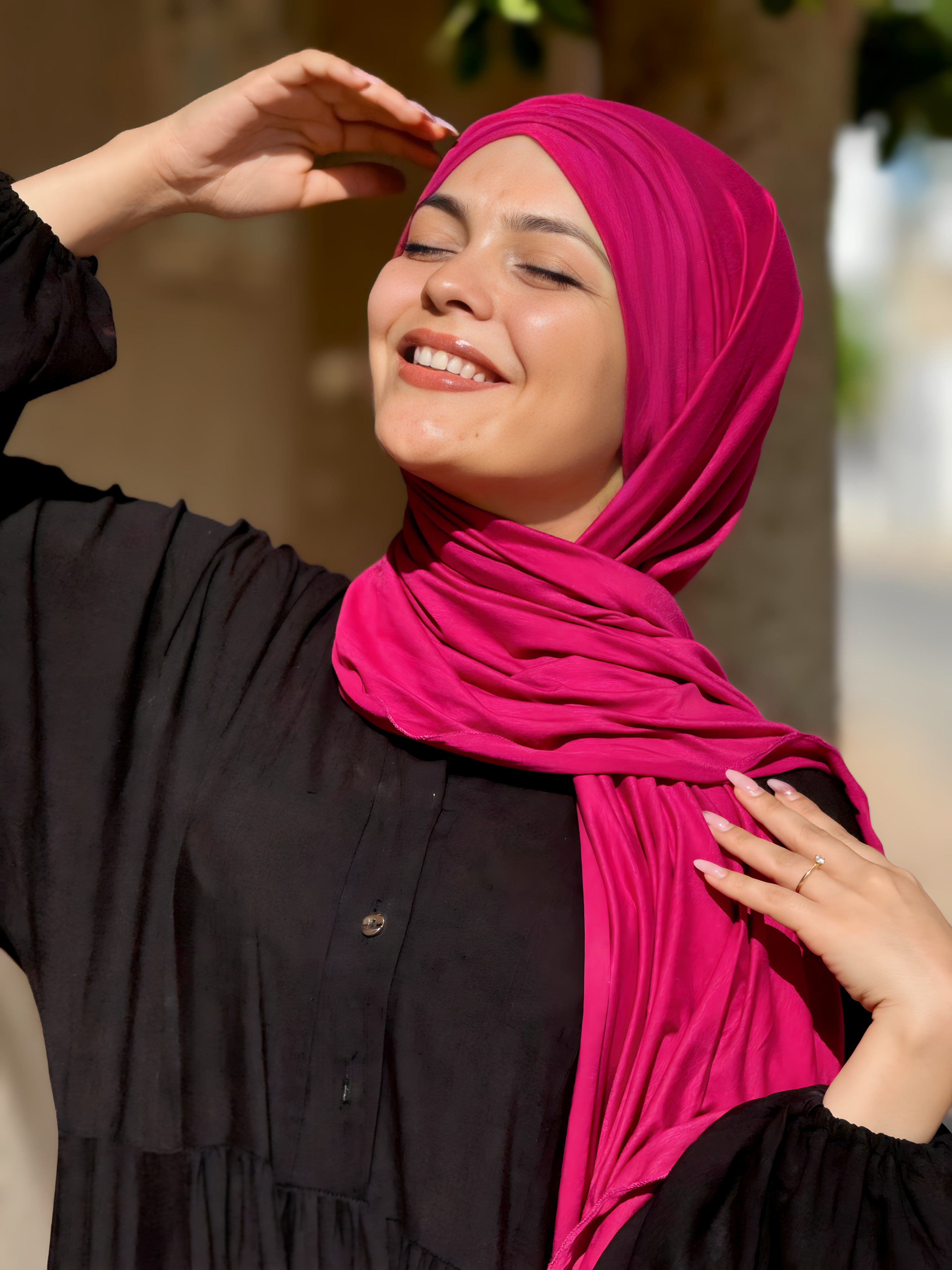 Hijab coton Plissé Rose Fuchsia 