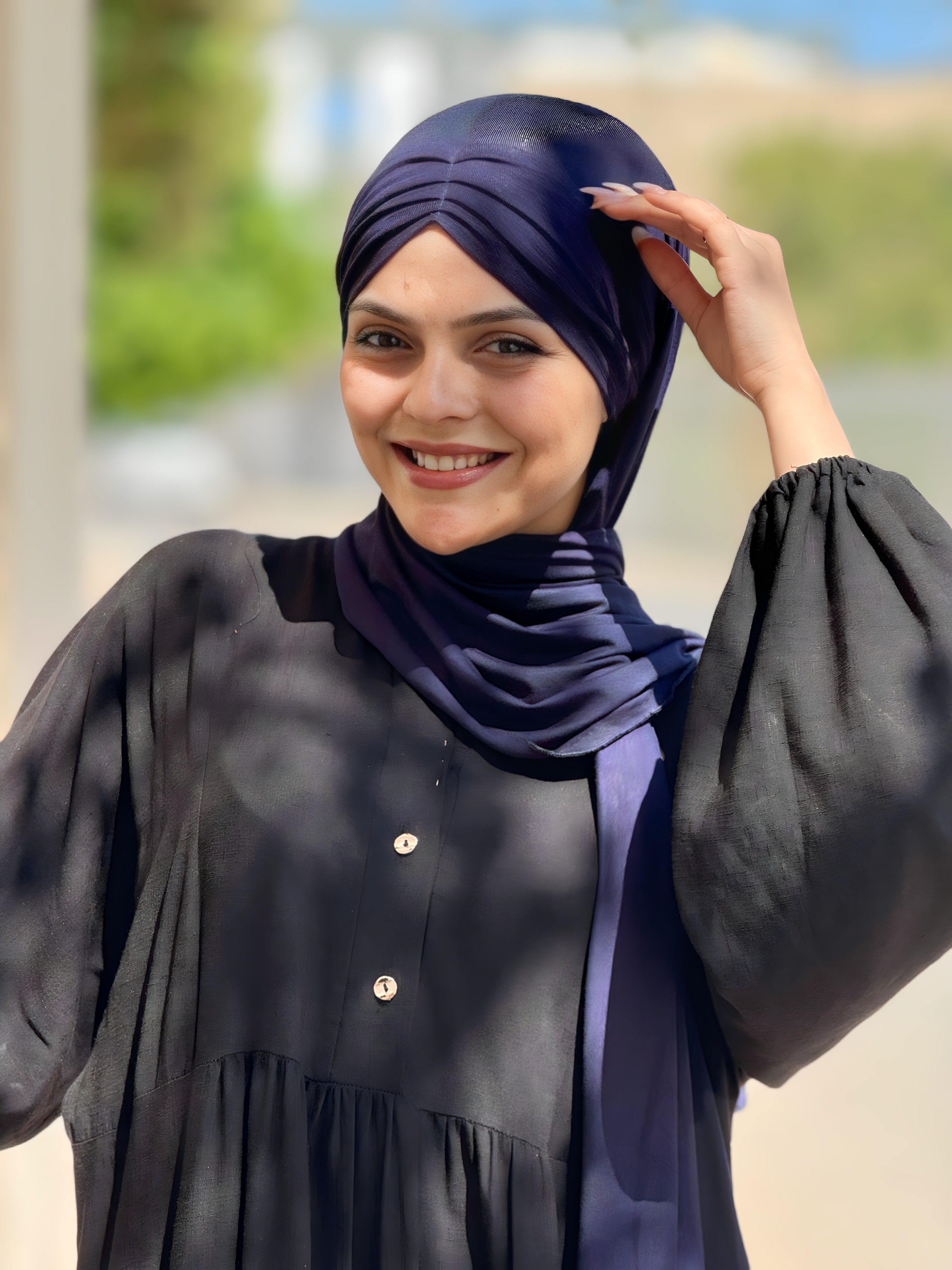 Hijab coton Plissé BLEU MARIN