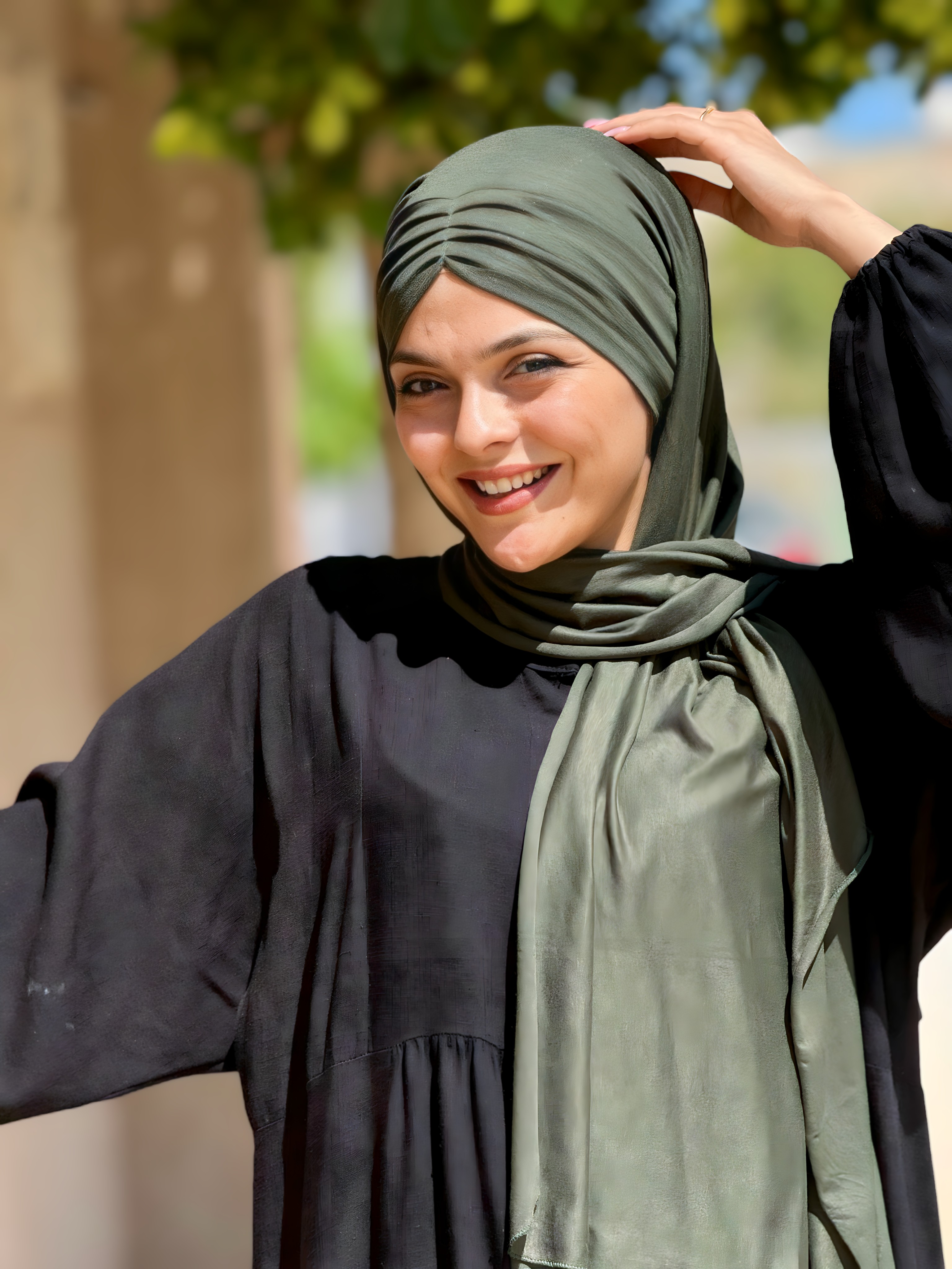 Hijab coton Plissé VERT MILITAIRE